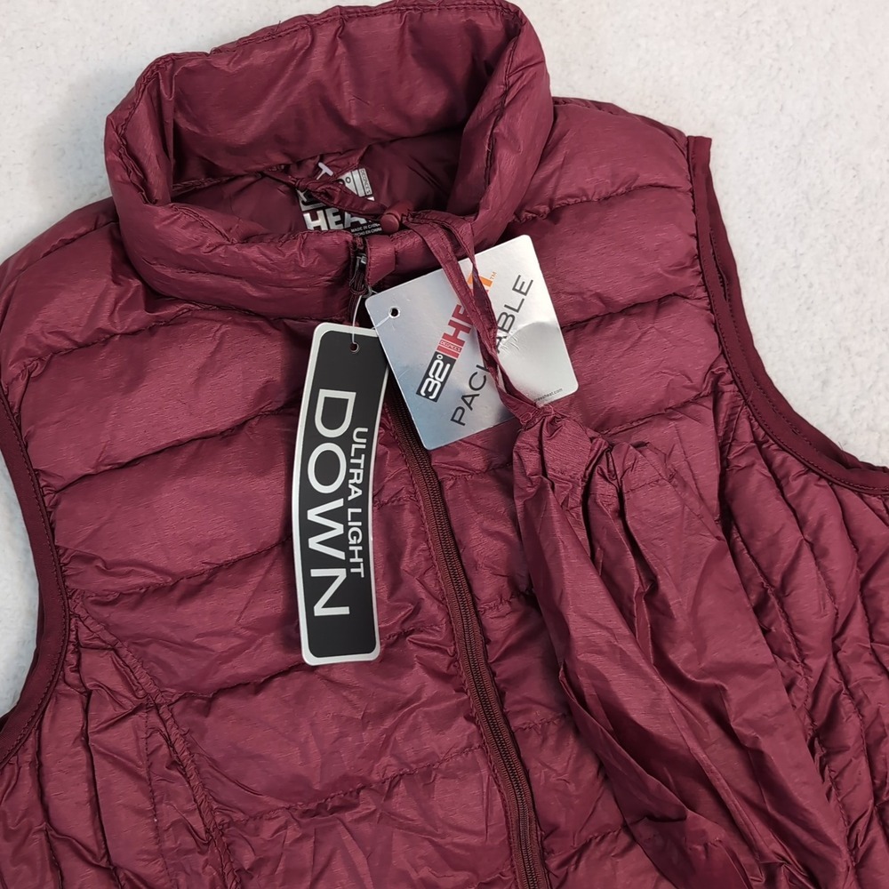 NEW 32 Degrees Women Down‎ Puffer Vest Jacket New Sm Packable Ultra Light Red